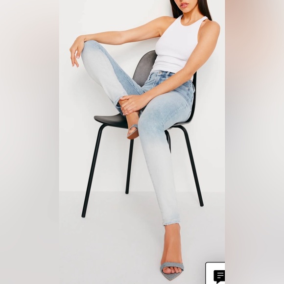 GOOD AMERICAN Good Waist Raw Hem Gradient Skinny Jeans Indigo 663 Size 10/30 - Picture 6 of 8